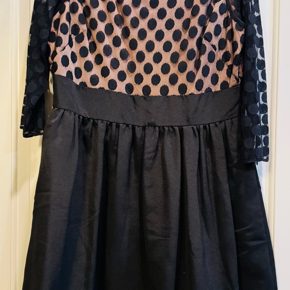 Eliza J Black and Blush Polka Dot Midi Dress